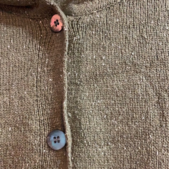 Isabella Bird Size Small Silk/Wool Blend Olive Green Hooded Sweater, button up - Picture 4 of 7